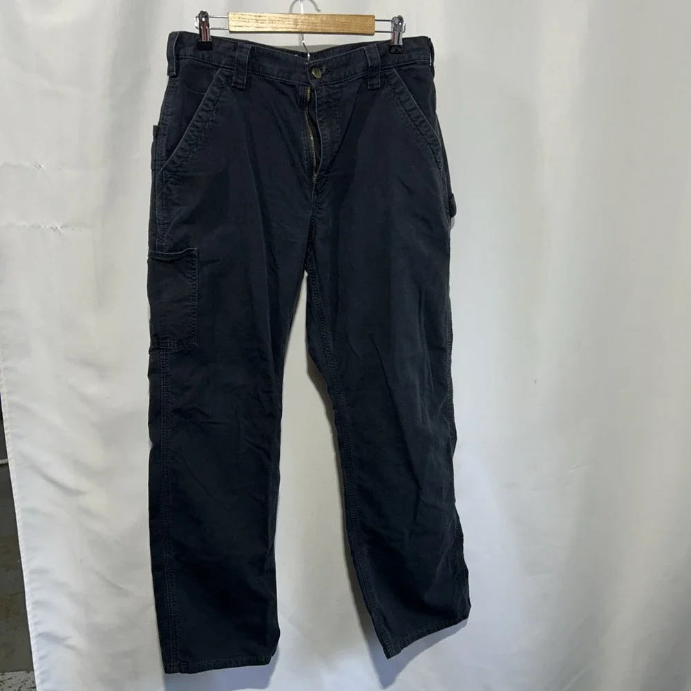 Carhartt B151 BLK Work Pants 34x32 Loose Fit Black Utility Cargo Cotton Mens